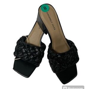Sincerely Jules Slide On Heels NWT 8M Black Gathered
